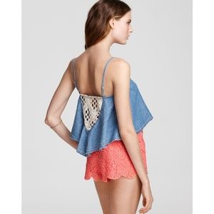 Free People Chambray Crop Top- S